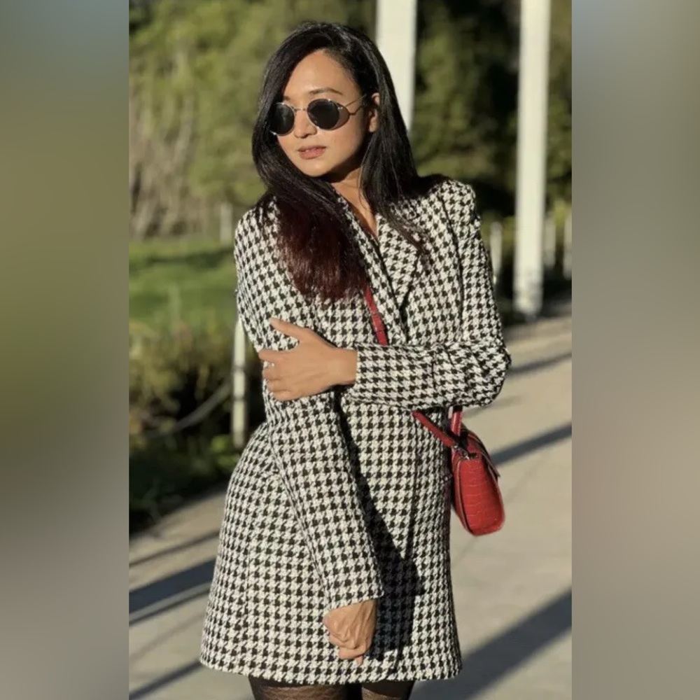 Zara Houndstooth Blazer Mini Dress size M NEW with tags - Picture 7 of 16